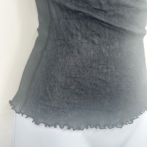 Gilligan O'Malley Womens Black Mesh Lace Trim Y2K Coquette Fairycore Cami Top M - Picture 3 of 7